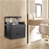 Shinpeed Armadio pensile da salone con 2 cassetti, montato a parete, per barbiere, barbershop (nero)