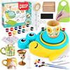 TOSUTO Ruota per Ceramica per Bambini,Set di Ceramiche per Bambini,Mini tornio Elettrico,Macchina per Ceramica con Argilla,Colori,Adesivi Diamantati,Regalo Compleanno Bambinis e Bambine 6+ Anni,Verde