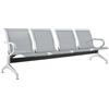 FBasic Panca 4 posti acciaio 240x71x78H argento per sala d'attesa | Panchina con braccioli