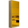 BAKAJI Scarpiera Portascarpe in Legno MDF con 4 Ante Porta Scarpe a Ribalta Maniglie a Scomparsa Doppia Profondità Dimensioni Compatte Slim 63 x 24 x 150 cm Salvaspazio Ingresso Casa (Bronzo)