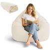 BOFITENG Pouf XL per adulti (solo fodera, senza imbottitura), con tasche laterali, per interni ed esterni (bianco crema)