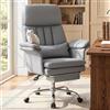 Hellove Sedia da Ufficio Ergonomica in Pelle PU Grigia - Altezza Regolabile con Supporto Lombare, Braccioli a Doppio Strato, Rotelle Girevoli 360° - Poltrona Direzionale con Schienale Reclinabile