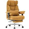 Efomao Sedia da Ufficio Ergonomica in Tessuto, Poltrona Scrivania Reclinabile con Poggiapiedi Estraibile, Schienale Alto, Supporto Lombare, Sedia Girevole per PC, Smart Working e Gaming (Giallo)