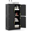 RELAX4LIFE Mobile da Bagno, Armadietto con 4 Ante, Ripiani Regolabili, Credenza da Cucina Salvaspazio, Mobiletto Multiuso per Soggiorno e Ufficio, 60 x 30 x 110 cm (Nero)