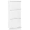 LoviStore Scarpiera Slim in Metallo Salvaspazio 3 Ante Basculanti, Mobile Porta Scarpe con Fissaggio a Parete, Armadietto Design Moderno Interno Esterno Coperto, Bianco Made in Italy