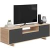 Dmora - Mobile porta TV Visalia, Credenza per televisione da soggiorno, Supporto TV a 3 ante, Credenza bassa, 150x41h46 cm, Rovere