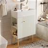Easexcy Mobile da bagno con mobiletto per lavabo, 55 x 31 x 91,5 cm, mobiletto per il bagno degli ospiti, grigio chiaro/bianco (bianco)