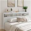 IBUQDDV Testiere Letto Matrimoniale Testiera Letto Una Piazza E Mezza Testata Letto Matrimoniale Spalliera Letto Singolo Testiera con Contenitore a LED Bianca 200x17x102 cm per Camera Degli Ospiti Salone