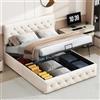 Fofetbfo Letto baule 160 x 200 cm, letto matrimoniale imbottito con contenitore e testa regolabile, sistema idraulico, telaio letto, 2 persone con rete a doghe in velluto
