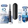 Oral-B Spazzolino Elettrico iO6, Ultimate Clean Testine e Dentifricio Gengive & Smalto Repair, 1+6 Testine, Sensore di Pressione, 5 Modalità di Spazzolamento, Custodia da Viaggio, Nero, Idea Regalo