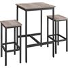 VASAGLE Tavolo da Bar con 2 Sgabelli, Tavolo Cucina 60 x 60 x 90 cm, Sgabello di 30 x 40 x 65 cm, Sala da Pranzo, Greige Melange e Nero Inchiostro LBT017B02