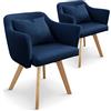 Menzzo Dantes - Set di 2 Poltrone scandinavi, Tessuto, Blu, 58 x 58 x 70 cm