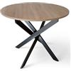Shiito | Modello Bolton JC - Tavolo da pranzo rotondo | Legno di quercia con gambe nere | 90 x 75 cm