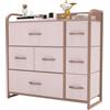 YITAHOME Cassettiera in tessuto con 7 cassetti,Struttura in Metallo, Cassettiera Salvaspazio Camera da Letto,Rosa
