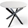 SHIITO | Modello Jerry JC - Tavolo da pranzo rotondo | Legno di quercia bianca con gambe incrociate nere | 90 x 75 cm