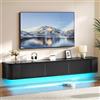 YITAHOME Supporto TV galleggiante da 180 cm, mensole TV da parete con luce LED RGB, console multimediale per TV nera lucida, grande armadio per TV galleggiante per soggiorno e camera da letto