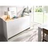 Dmora - Credenza Calino, Buffet da soggiorno, Madia moderna da salotto a 3 ante, 138x42h76 cm, Bianco e Rovere