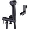 Faustina Bidet Doccetta Set per l'igiene personale per WC Bagno, Rubinetto con Pistola a Spruzzo Regolabile per Bidet Doccia, Montaggio a Parete in Ottone nero
