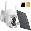 HOSAFE.COM Telecamera Esterno con SIM, Telecamera con SIM 4G da Esterno, Telecamera Esterno, Versione Notturna a Colori 2K, Visualizzazione Live a 360°, Rilevamento del Movimento, Audio Bidirezionale