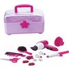 CLEMENT CLEMENTINE - Set per Capelli - Gioco di Imitazione - 102111 - Rosa - Plastica - Professione - Parrucchiere - Giocattolo per Bambini - Batterie Non Incluse - 10 cm x 8 cm - A Partire dai 3 Anni