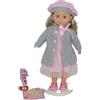 Pioupiou et Merveilles Dimian Bambolina in Cappotto Grigio - 46 cm - Una bambola che parla, canta e racconta Cenerentola - 100 Parole e 3 canzoni - Accessori per Capelli - Texture Morbida