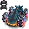 TURBO CHALLENGE Double Racer-Drift & Spray-098505G-Auto Telecomandata-Blu-1/14-Pronto per Correre-Plastica-Giocattolo per Bambini-Regali-dai 5 Anni in su, 098505G