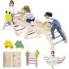 FANTASK Set di 3 telai da Arrampicata 7 in 1, per Interni, con Scivolo, Arco da Arrampicata, con rampa su Entrambi i Lati, Set di mattoncini e 2 Auto, Rana, Triangolo da Arrampicata in Legno, per