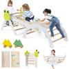 FANTASK Set di 3 telai da Arrampicata 7 in 1, per Interni, con Scivolo, Arco da Arrampicata, con rampa su Entrambi i Lati, Set di mattoncini e 2 Auto, Rana, Triangolo da Arrampicata in Legno, per