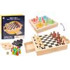 MGM GAMES - 3 Giochi in 1 Gioco di Dama, Gioco degli Scacchi e Gioco dei Cavalli - Gioco da Tavolo - 140713-2-6 Giocatori - Giocattolo per Bambini - Regalo - 30 cm x 30 cm - A partire dai 6 anni