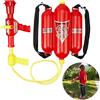 Relaxdays Fucile ad Acqua da Pompieri, Serbatoio da 2,5 L, Gittata di 5 m, Zaino Antincendio per Bambini, Rosso-Giallo