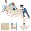 FANTASK Set di 3 telai da arrampicata 7 in 1 per interni, con scivolo, arco da arrampicata, con rampa bifacciale e set di mattoncini da costruzione, in legno per bambini a partire da 1 anno (naturale)