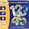 J.A.D.E - Puzzle Numero Evolutivo - Gioco Educativo - Prime Riflessioni - 053312-16 Pezzi - Multicolore - Cartone - Design Francese - Puzzle per Bambini -