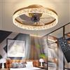 Exlafi Ventilatori da soffitto con illuminazione Telecomando, Moderno Lampada da soffitto LED Dimmerabile Lampade per Camera da letto Soggiorno, Ventilatore reversibile E 6 Vento (Oro, 50CM)