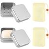 Aubess 2 contenitori per sapone in alluminio da viaggio (con 2 sacchetti gialli), portasapone resistente all'umidità con scolapiatti, portasapone da viaggio per sapone solido, conservazione di medicine,
