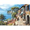 SYMON punto croce kit completo,Caffè in riva al mare,11CT tela punto croce,principianti ricamo punto croce stampato,40×50cm