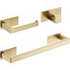Beelee Set di accessori per il bagno, 3 pezzi, set di accessori per il bagno, set di accessori per il bagno in oro spazzolato, include barra per asciugamani, porta carta igienica e gancio per accappatoi