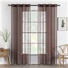 MIULEE Tende Voile Trasparenti con Occhielli 2 Pannelli Castagno 140x280cm | Tende per Interni, con Anelli, Moderne Decorazione, per finestre Salotto Soggiorno Camera da Letto, Eleganti Morbide
