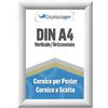 DisplayLager - Cornice a Scatto da 25 mm, Profilo in Alluminio e Disco di Protezione antiriflesso e Materiale di Fissaggio (A4, Bianco)