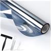 rabbitgoo Pellicola Specchio per Vetri Finestre Privacy con Kit di Installazione, Adesivo Statico, Pellicola Specchio Anti Sole Anti UV Controllo del Calore per Casa Ufficio, 44.5x400cm, Argento