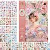LuminCross Adesivi per Scrapbooking Vintage, Sticker Book da 24 Fogli con Figure e Motivi Aesthetic in Stile Acquerello, per Journaling e Album Fotografico, Junk Journal, Stickers Pretagliati per Uso Fai da Te
