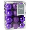 Premier Decorations, Multicolor,One, 5050882335214, 24 palline viola infrangibili per albero di Natale, finiture miste