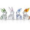 Movdyka Set di 4 statuette di piccoli conigli in vetro carino cristallo coniglietto da collezione statue decorazione animale ornamento tavolo centrotavola