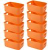 EURXLQ Cestini Portaoggetti Plastica Scatole Organizer con Manici,Contenitori per Armadio,Contenitore Plastica,Organizer Portaoggetti per Cucina Bagno Cosmetici (Arancione, 20×14.7×7cm/10 Pack)