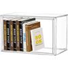 KeaJuidy Scatola portaoggetti per libri, 36 x 27 x 21 cm, scatola trasparente impilabile con porta magnetica contenitore in plastica per libri, borse da mano, giocattoli, scarpe