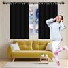 WCHENHUI Tende con Anelli 220 x 110 cm Opaca Termica Isolante Tende per Interni Corte per Cucina per Interni Finestre con Anelli, Nero