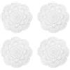 Phantomon Centrini rotondi in pizzo fatti a mano, 100% cotone, 20,3 cm, confezione da 4 (bianco)