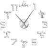 VCS Sollevamento Pesi Sala fitness Decorazione della parete Orologio da parete gigante fai da te Effetto specchio Powerlifting Orologio da parete grande senza cornice PALESTRA Orologio da parete-120CM
