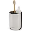Joseph Joseph EasyStore- Porta Spazzolino e Dentifricio, Compatibile con Spazzolini Elettrici e Tradizionali, 3 Scomparti, Contenitore da Bagno Smontabile in Finitura Elegante - Medio, Acciaio Inox
