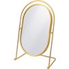 Buwico Specchio da trucco con ferretto, girevole a 360°, in piedi, per bancone, camera da letto e dormitorio, tavolo da toeletta (oro)
