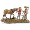 Moranduzzo Contadini con Cavallo per Presepe da Cm 10 Scala 1:20 - Statuine Presepe Indistruttibili - Stile 700', Pittura Rifinita a Mano, Prodotto Ufficiale, Made in Italy, Scultore M. Landi